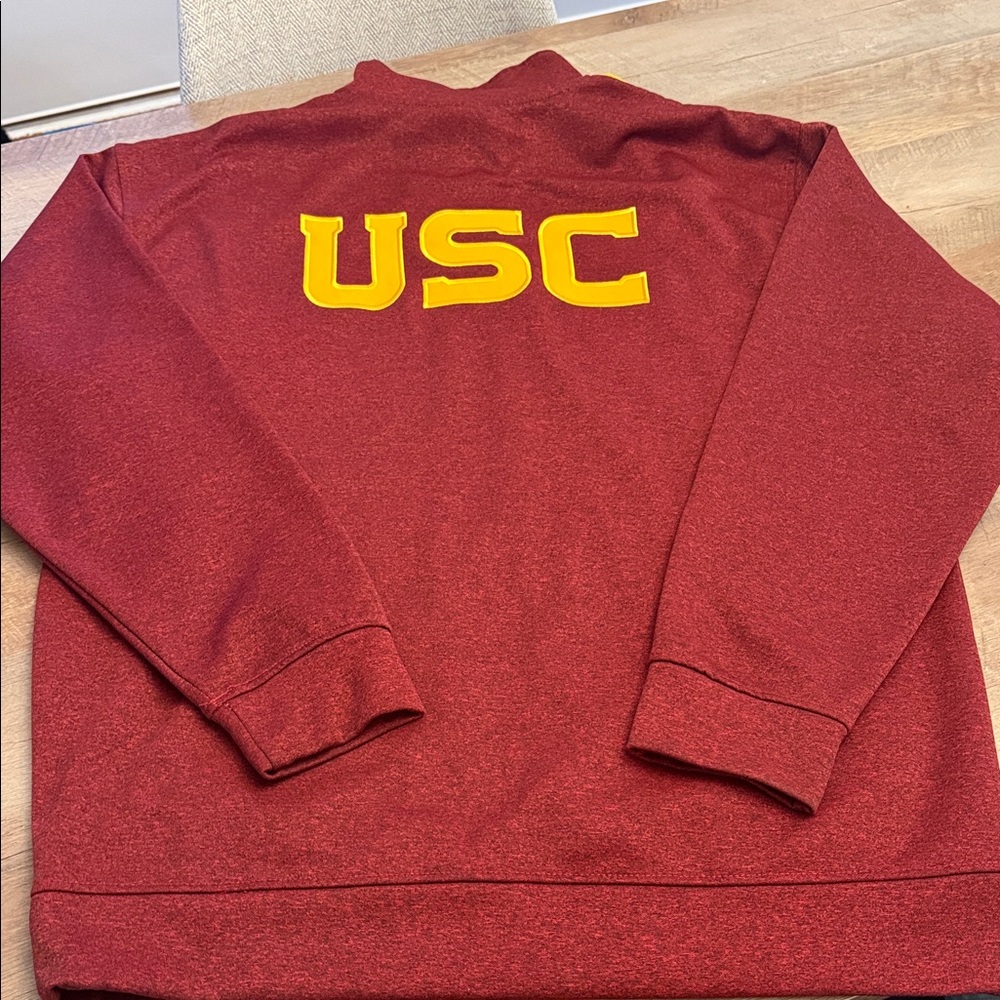 Men's Cardinal USC Trojans Big & Tall Mesh Yoke Quarter-zip- pullover - Picture 8 of 14